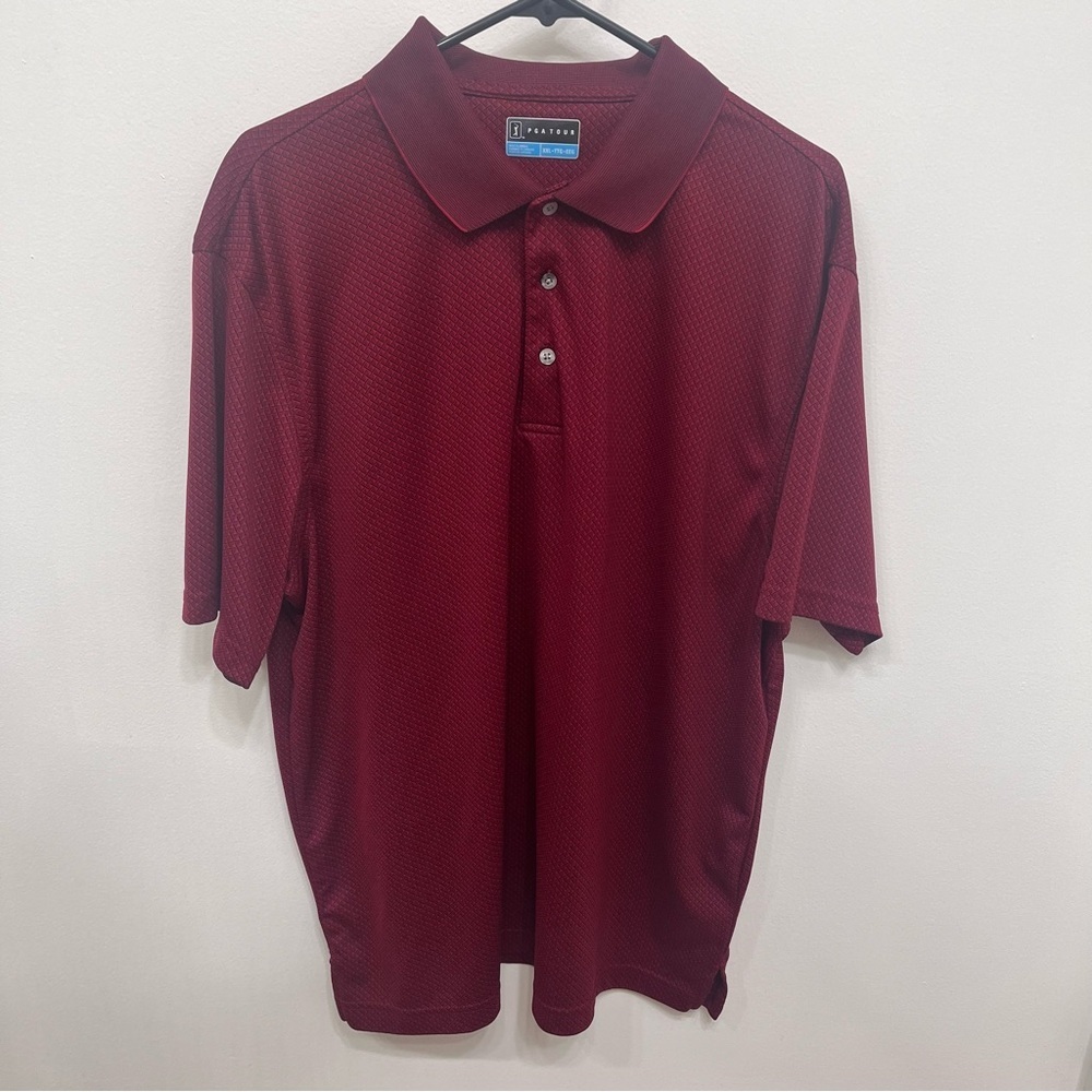 Men's Red Golf Polo Size XXL PGA Tour Collared Shirt